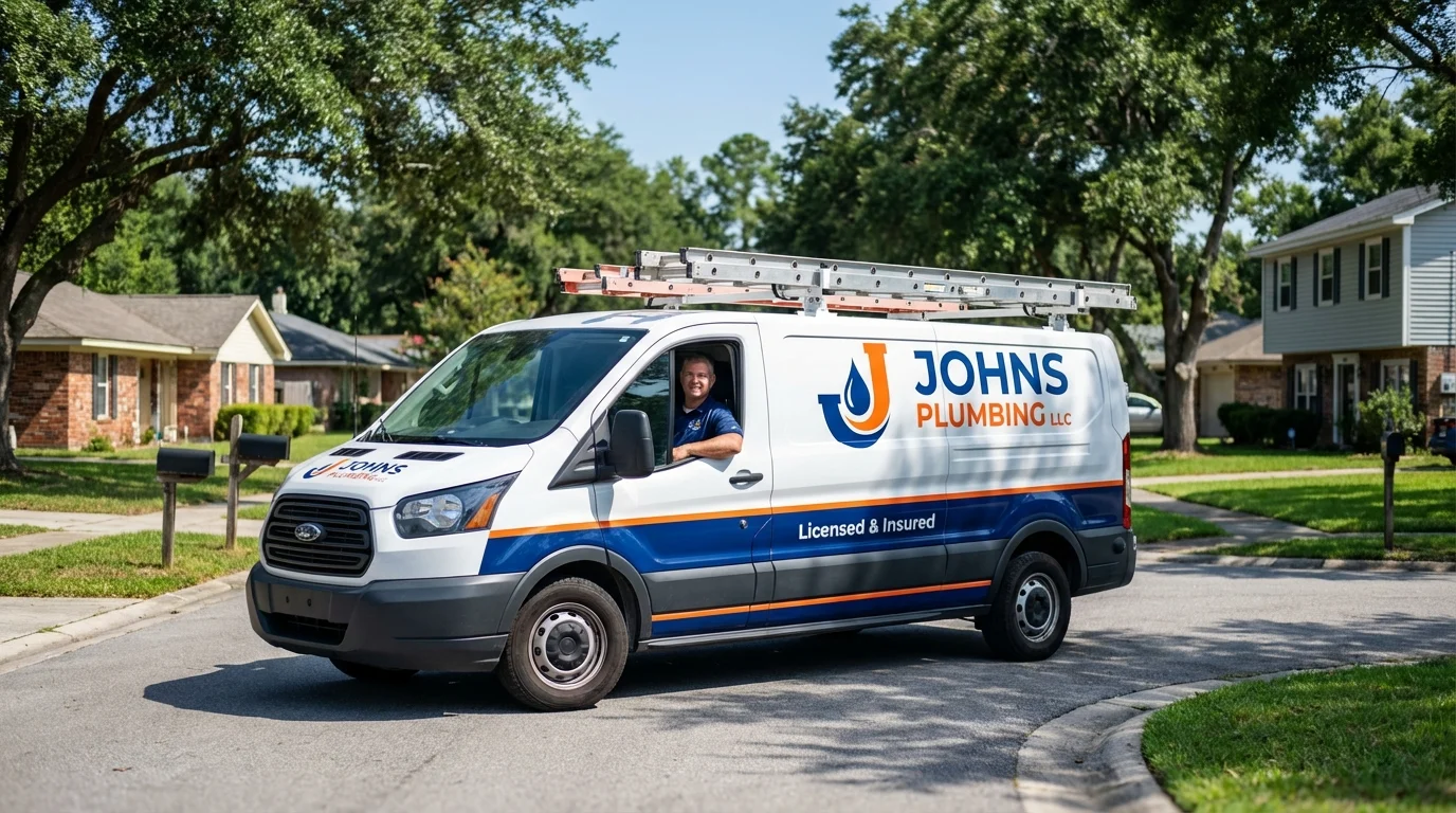 Johns Plumbing LLC service van in Clara City, MN