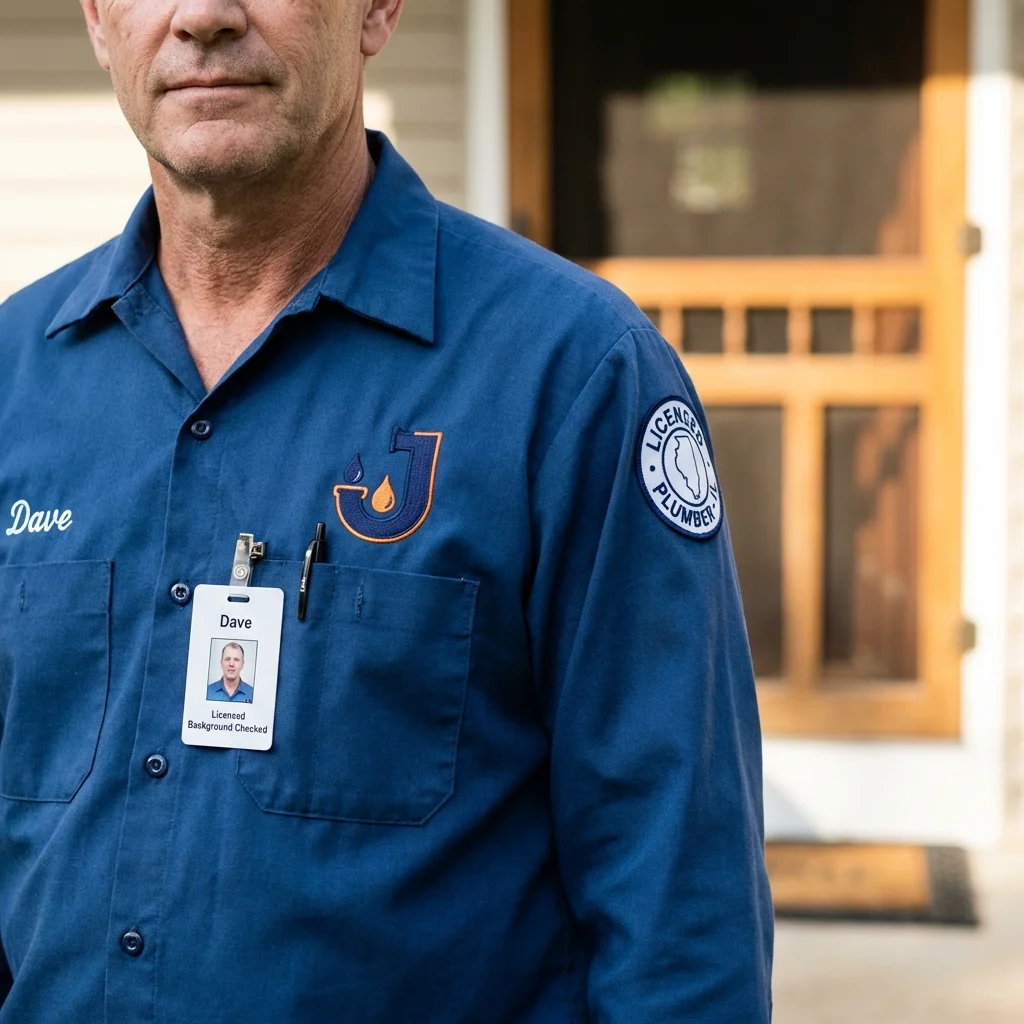 Licensed plumber showing ID badge in Clara City, MN