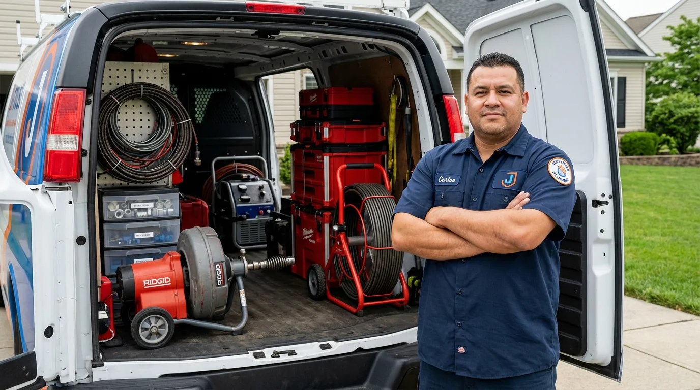 Professional drain cleaning equipment and Johns Plumbing LLC plumber in Clara City